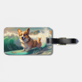 Corgi Beach Surfmalerei Gepäckanhänger (Rückseite horizontal)