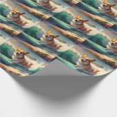 Corgi Beach Surfmalerei Geschenkpapier (Ecke)