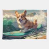 Corgi Beach Surfmalerei Geschirrtuch (Horizontal)