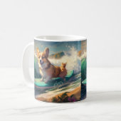 Corgi Beach Surfmalerei Kaffeetasse (Vorderseite Links)