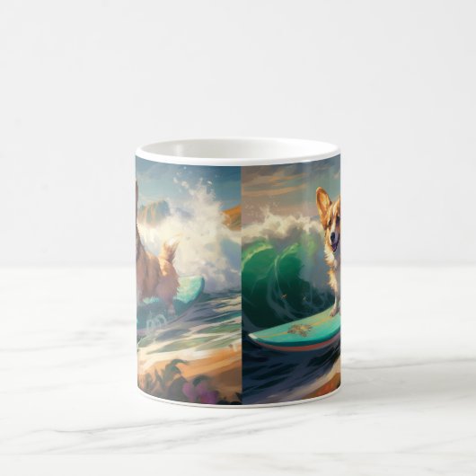 Corgi Beach Surfmalerei Kaffeetasse (Mittel)