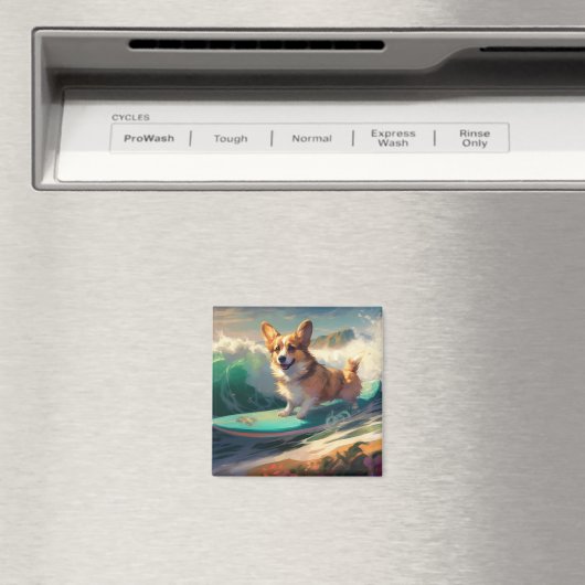 Corgi Beach Surfmalerei Magnet (In Situ (Geschirrspüler))