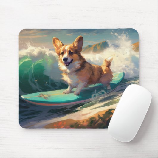 Corgi Beach Surfmalerei Mousepad (Mit Mouse)