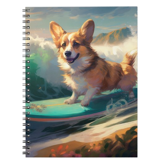 Corgi Beach Surfmalerei Notizblock (Vorderseite)