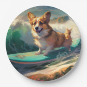Corgi Beach Surfmalerei Pappteller (Vorderseite)