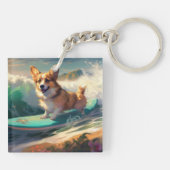 Corgi Beach Surfmalerei Schlüsselanhänger (Rückseite)