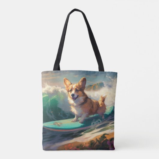 Corgi Beach Surfmalerei Tasche (Rückseite)