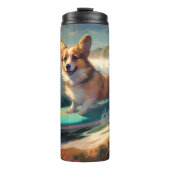 Corgi Beach Surfmalerei Thermosbecher (Vorderseite)