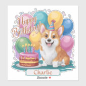 Corgi Birthday Aufkleber (Blatt)