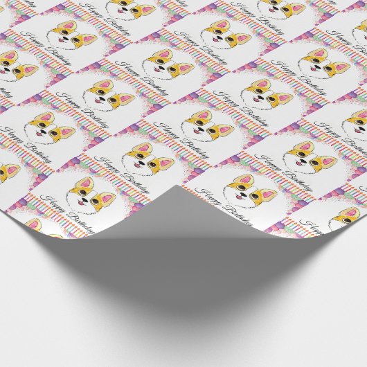 Corgi Birthday Geschenkpapier (Ecke)