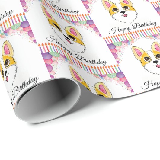 Corgi Birthday Geschenkpapier (Rolleneckpunkt)