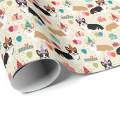 Corgi Birthday Hunde Wrapping Paper Geschenkpapier (Rolleneckpunkt)