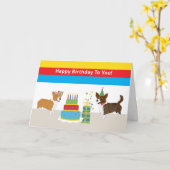 Corgi Birthday Karte (Gelbe Blume)