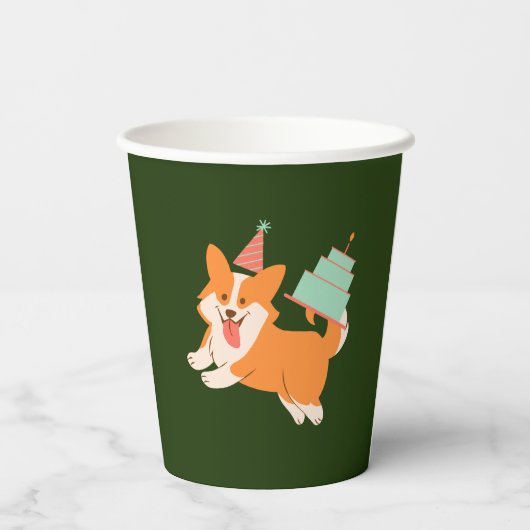 Corgi Birthday Pappbecher (Rückseite)