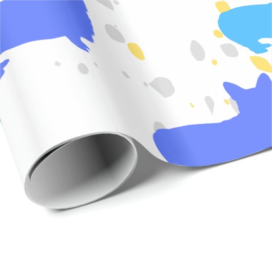 Corgi Birthday Party, benutzerdefinierbarer Text Geschenkpapier (Rolleneckpunkt)