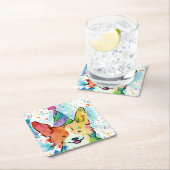 Corgi Birthday Party Rechteckiger Pappuntersetzer (Vor Ort)