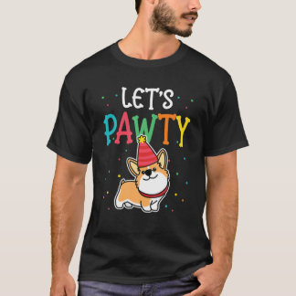 Corgi Birthday Pawty T für Dog Themed Kids Party T-Shirt