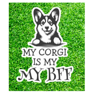 Corgi Black and White Best Furry Friend Theme Aufkleber