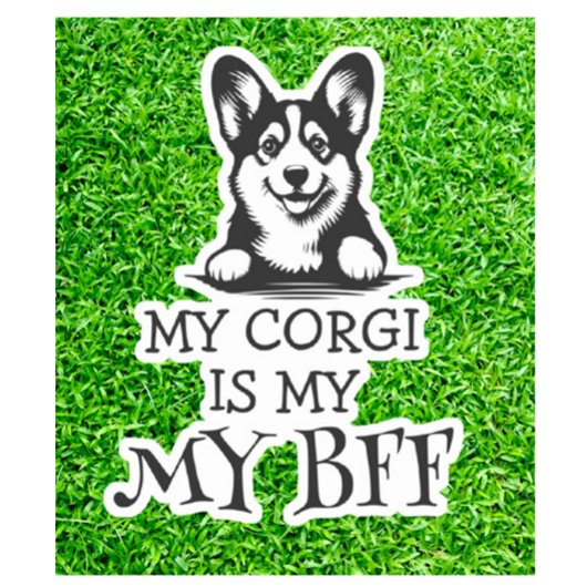 Corgi Black and White Best Furry Friend Theme Aufkleber