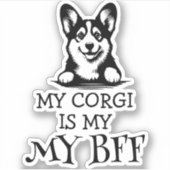 Corgi Black and White Best Furry Friend Theme Aufkleber (Vorderseite)