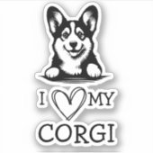 Corgi Black and White Heart Theme Aufkleber (Vorderseite)