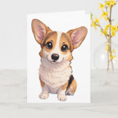 Corgi Blank Card  Karte (Gelbe Blume)