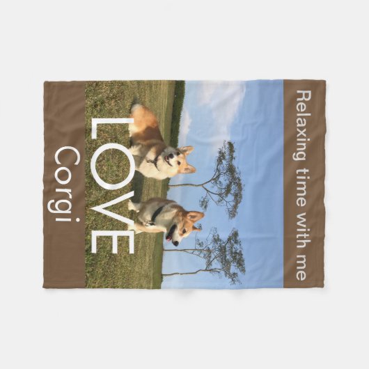 corgi blanket blue sky fleecedecke (Vorderseite (Horizontal))