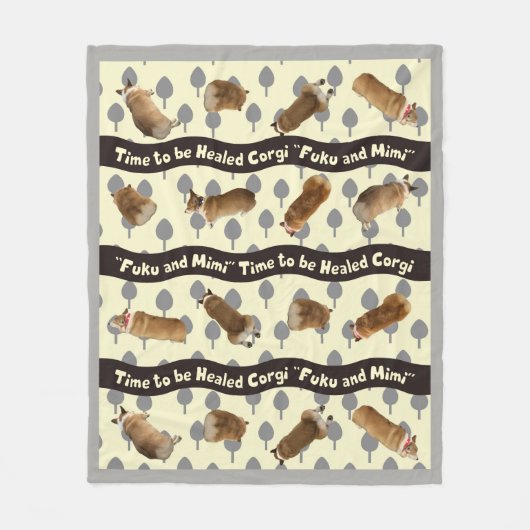 corgi blanket tree fleecedecke (Vorderseite)