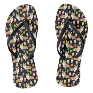 Corgi-Blasen-Tee - niedlicher Hundkawaii Entwurf Badesandalen