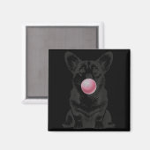 Corgi bläst Kaugummi Lustiger Hunde-Cartoon-Meme Magnet (Vorderseite/Rückseite)