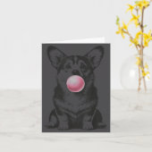 Corgi Blowing Bubble Gum Funny Dog Cartoon Meme  Karte (Gelbe Blume)