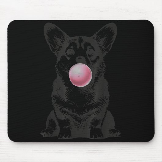 Corgi Blowing Bubble Gum Funny Dog Cartoon Meme  Mousepad (Vorne)