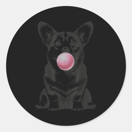 Corgi Blowing Bubble Gum Funny Dog Cartoon Meme Runder Aufkleber (Vorderseite)