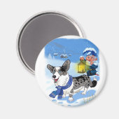 Corgi Blue merle Magnet (Vorderseite/Rückseite)