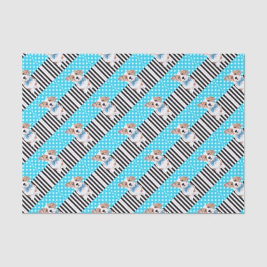 Corgi Blue Pattern Seidenpapier (Vorderseite)