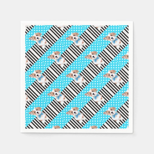 Corgi Blue Pattern Serviette (Vorderseite)