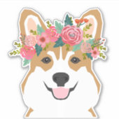 Corgi Blume Crown Vinyl Aufkleber (Vorderseite)