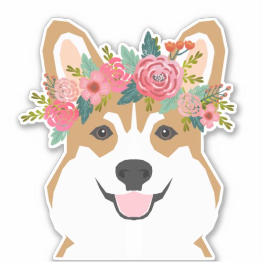 Corgi Blume Crown Vinyl Aufkleber (Vorderseite)