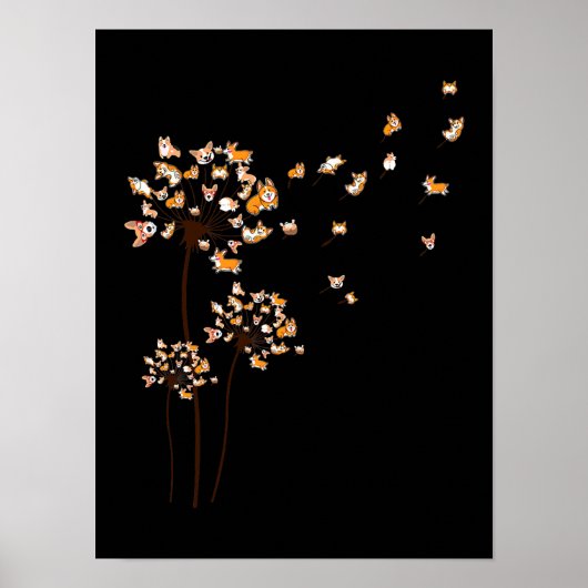 Corgi Blume Fly Dandelion Niedlich Dog Lover Poster (Vorne)