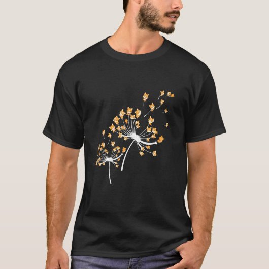 Corgi-Blumen-Fliege-Löwenzahn-Lustiger-Hundebesitz T-Shirt (Vorderseite)