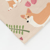 Corgi Blumen Nahtloses Muster - Süße Hunde Kunst Fleecedecke (Ecke)