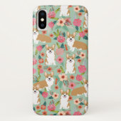 Corgi BlumeniPhone Fall - Minze Case-Mate iPhone Hülle (Rückseite)