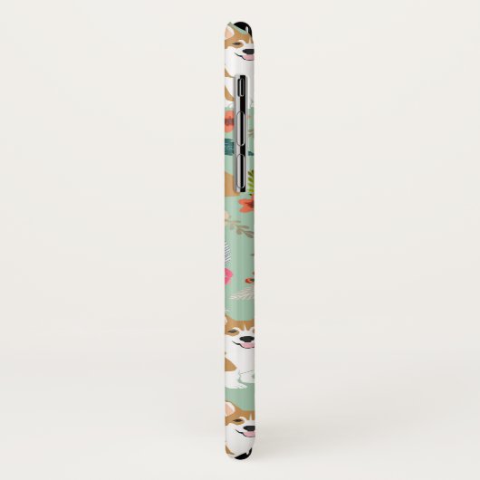 Corgi BlumeniPhone Fall - Minze Case-Mate iPhone Hülle (Hinten/Links)