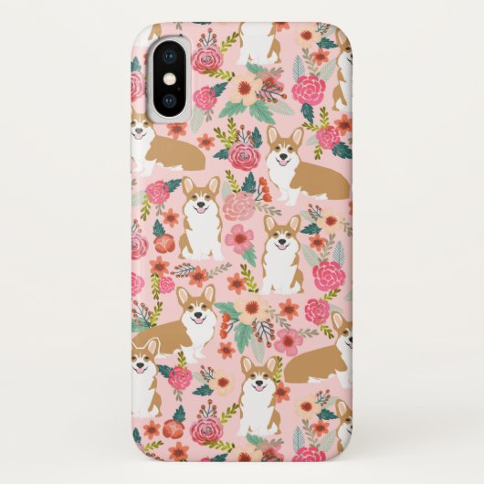 Corgi BlumeniPhone Fall - Rosa Case-Mate iPhone Hülle (Rückseite)