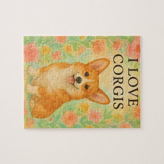 Corgi-Blumenpuzzle Puzzle (Horizontal)
