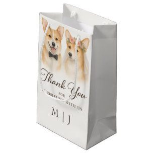 Corgi Blush Elfenbein-Hochzeits-Danksagungs-Monogr Kleine Geschenktüte