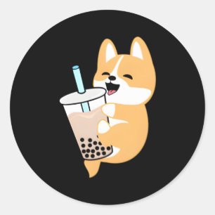Corgi Boba Runder Aufkleber