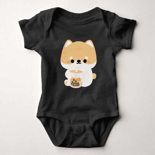 Corgi Boba Tea Baby Strampler (Vorderseite)