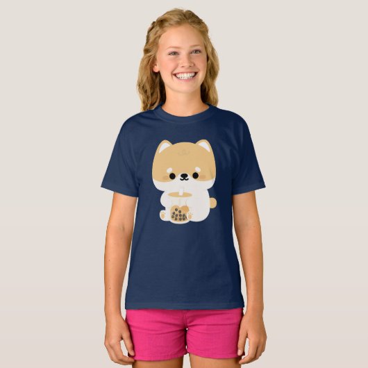 Corgi Boba Tea T-Shirt (Vorne ganz)