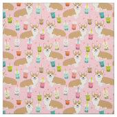 Corgi boba Tee Pink Kawaii Stoff (Muster)